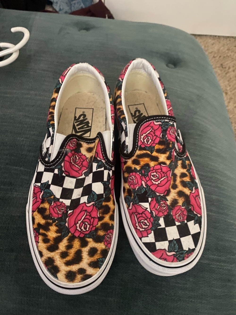 Vans Slip-On Sneakers in Black, White, Pink & Brown Leopard